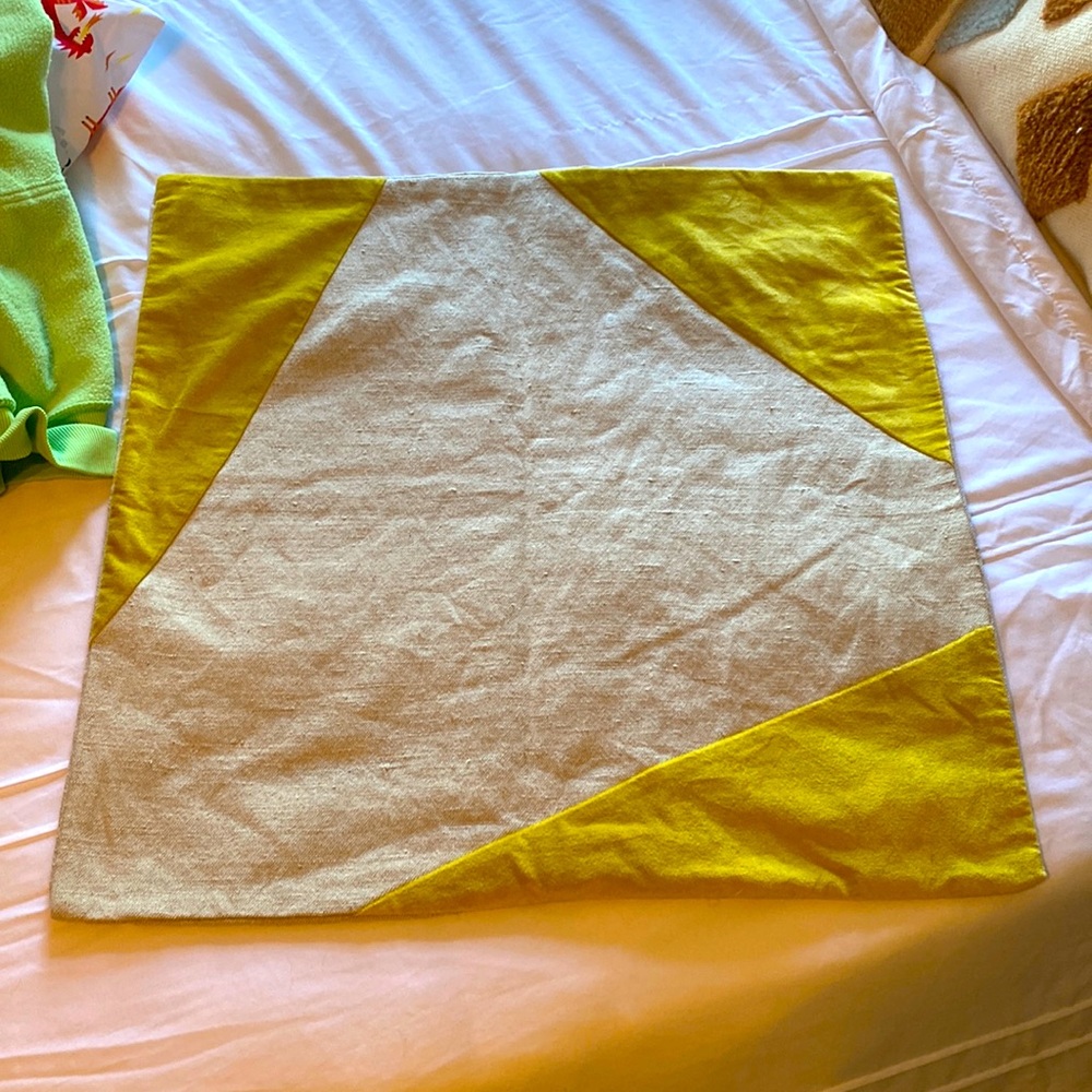 West Elm Linen Velvet Yellow Pillow cover 22” x 22”